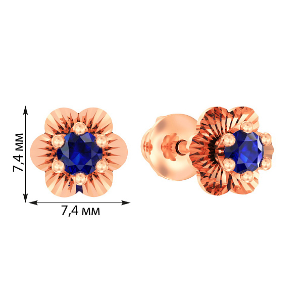 Дитячі золоті сережки з синіми фіанітами (арт. 110508с) – зображення 2