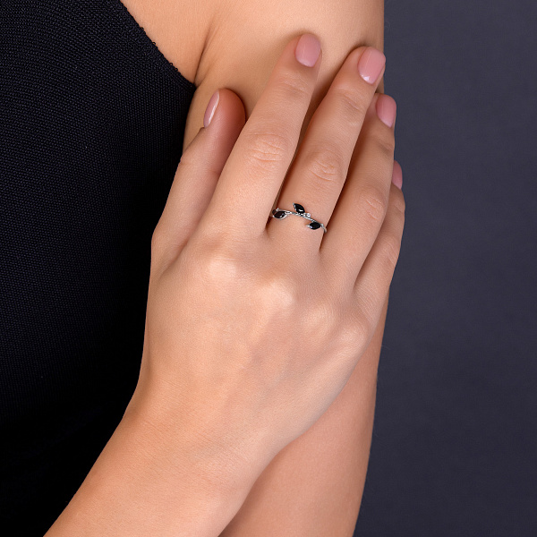 Кольцо "Веточка" из белого золота с сапфиром и бриллиантами (арт. К011358бс) – изображение 4