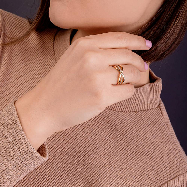 Золотое кольцо с фианитами (арт. 156157) – изображение 2