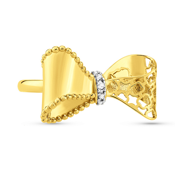 Золота каблучка Бантик Francelli з діамантами (арт. К141352ж) – зображення 2