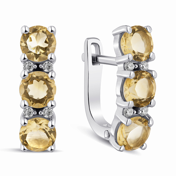 Серебряные серьги с цитрином и фианитами (арт. 7502/2193531цтр) – изображение 1