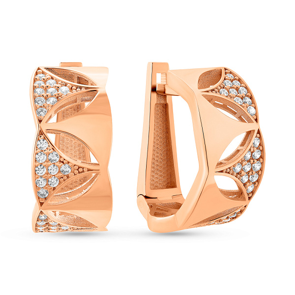 Сережки з червоного золота з фіанітами (арт. 1091701) – зображення 1