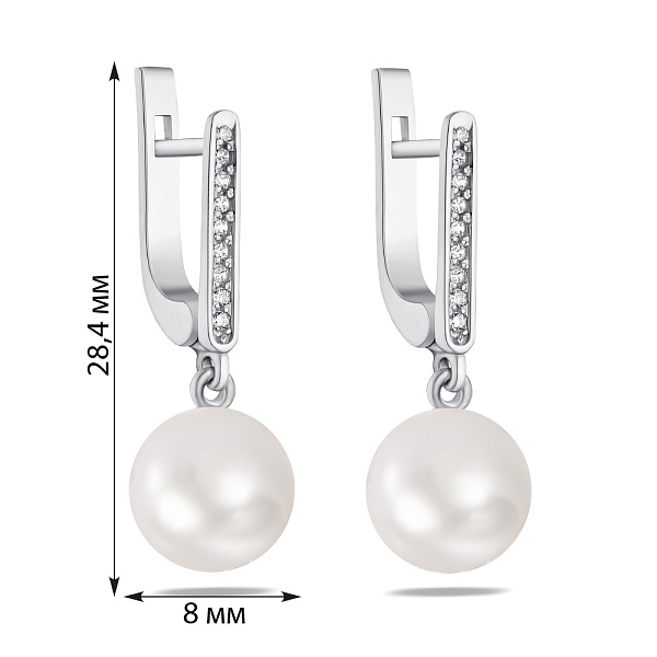 Сережки-підвіски зі срібла з перлами (арт. 7502/1250жб) – зображення 2