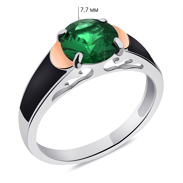 Серебряное кольцо с изумрудом (арт. 7201/588Измкп) – изображение 2