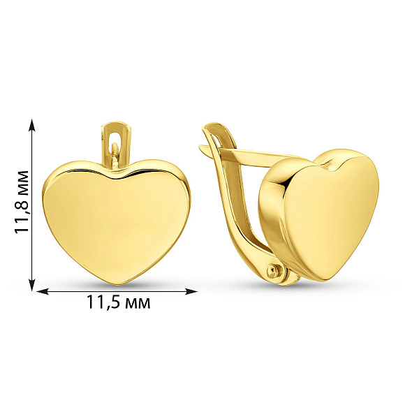 Золотые серьги Сердечки (арт. 104403ж) – изображение 2
