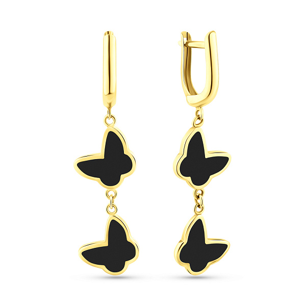 Серьги-подвески Бабочки из желтого золота (арт. 104983ж) – изображение 1