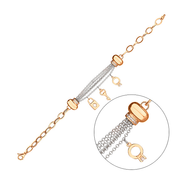 Браслет из комбинированного золота с фианитами (арт. 321800кбП3) – изображение 1