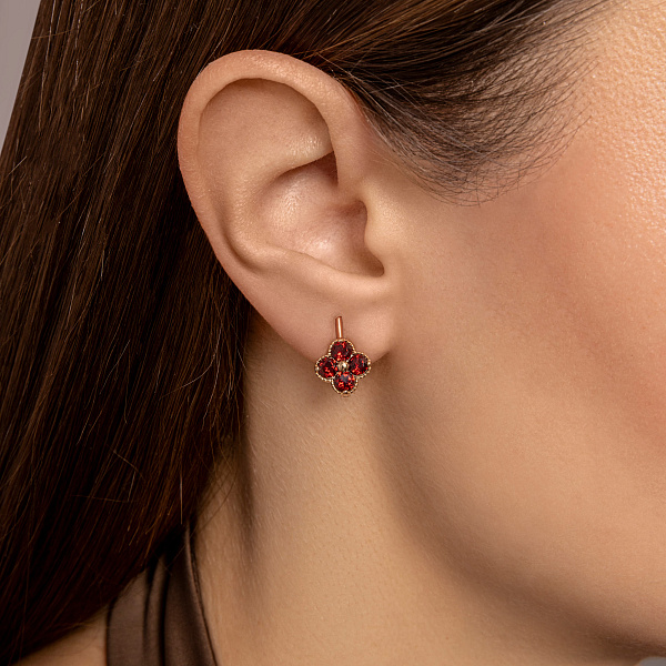 Сережки з червоного золота з гранатом (арт. 111246Пк) – зображення 2
