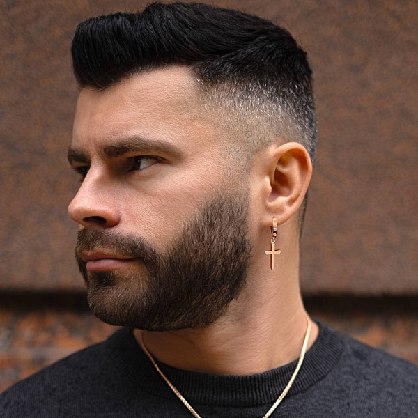 Золотые серьги с крестиками (арт. 1101098) – изображение 4