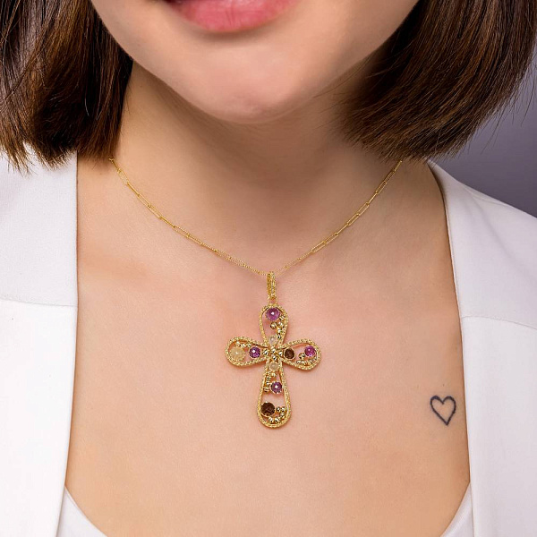 Золотой крестик Francelli с фианитами (арт. 424851жцв) – изображение 2