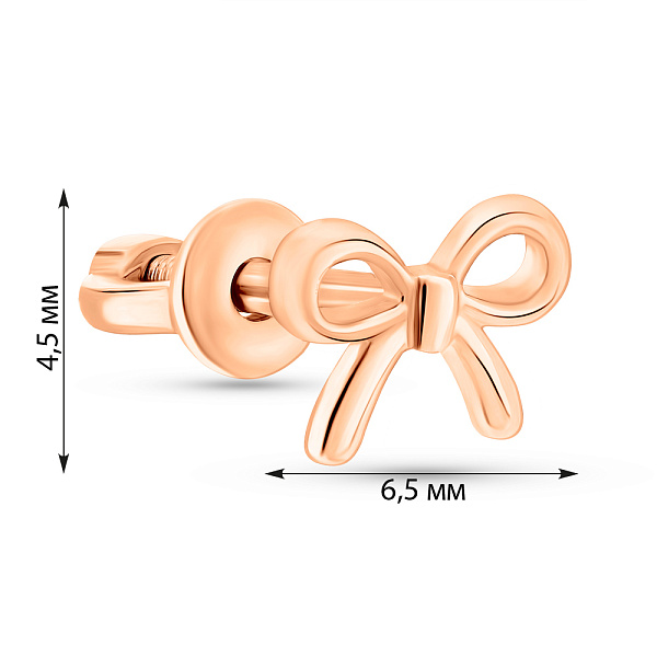 Золотая сережка в одно ухо Бантики (арт. 1101034Я) – изображение 4