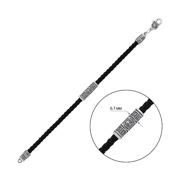 Серебряный браслет с шелковой нитью (арт. 7309/266брю) – изображение 2