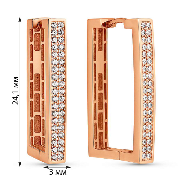 Серьги из красного золота с фианитами (арт. 1091915) – изображение 2