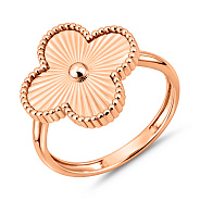 Фото Кольцо Клевер из красного золота с алмазной гранью (арт. 141316а)