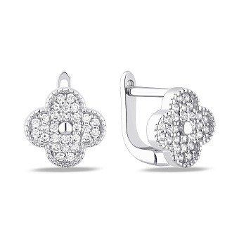 Фото Серебряные серьги Клевер с фианитами (арт. 7502/10072/9)