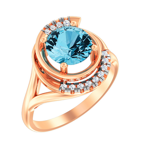 Золотое кольцо с топазом и фианитами (арт. 142000Птг) – изображение 1