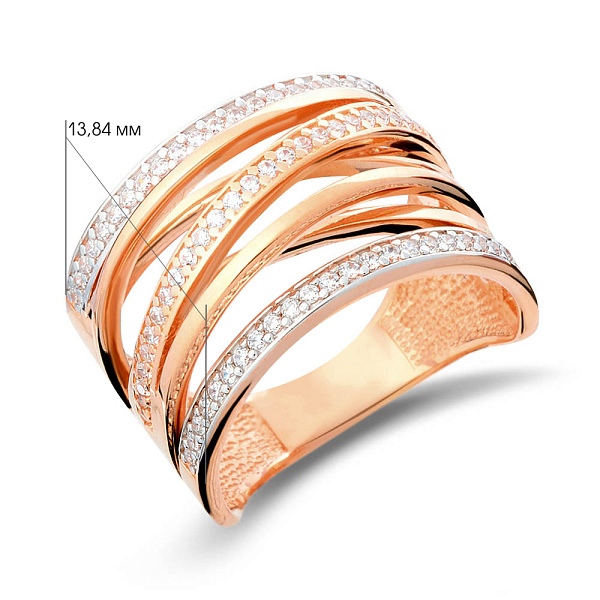 Широка золота каблучка Синергія з фіанітами (арт. 140601) – зображення 2