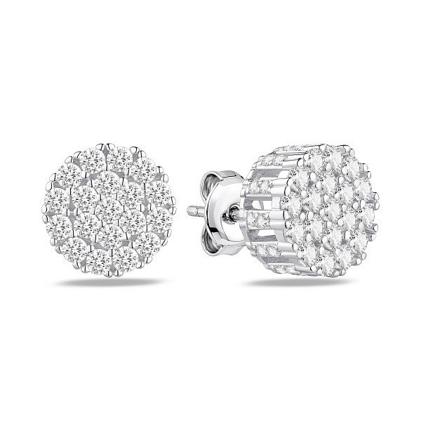 Серебряные пусеты с фианитами (арт. 7518/7459) – изображение 1