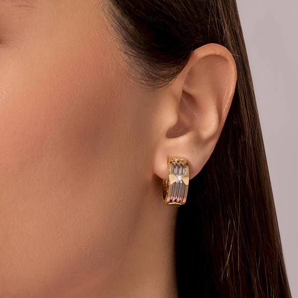 Золоті сережки в комбінованому кольорі металу (арт. 104165/20жб) – зображення 3