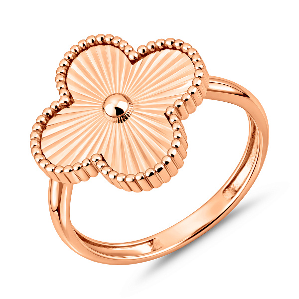 Каблучка Конюшина з червоного золота з алмазною гранню (арт. 141316а) – зображення 1