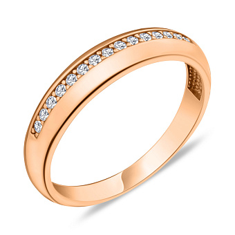 Кольцо из красного золота с дорожкой из фианитов (арт. 153872)