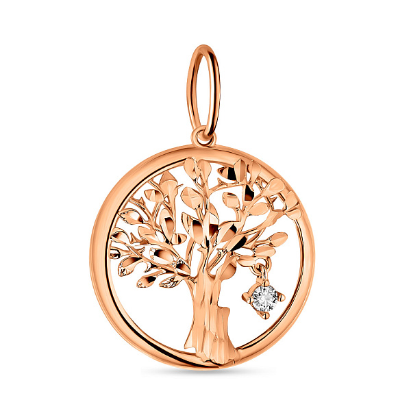 Золотий кулон "Дерево життя" з фіанітом (арт. 424430) – зображення 1