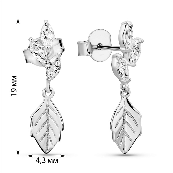 Серьги из серебра с фианитами (арт. 7518/7118) – изображение 2