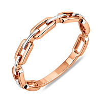 Каблучка Ланки з червоного золота з родіюванням (арт. 140792)
