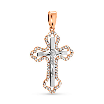 Золотой крестик с распятием и бриллиантами (арт. П011846040кб)