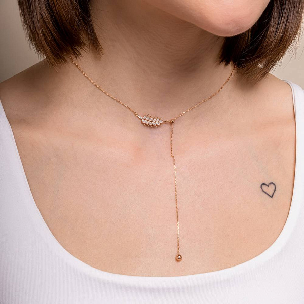 Золоте кольє Колосок з фіанітами (арт. 361224) – зображення 3