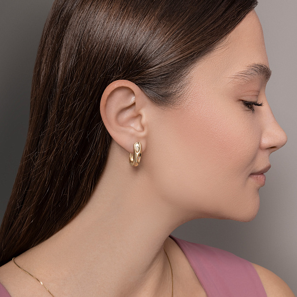 Серьги из желтого золота с фианитами (арт. 111459жм) – изображение 3