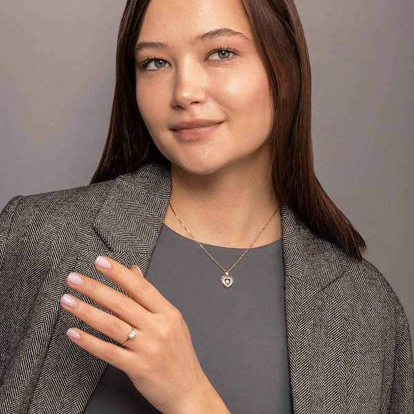 Золотое кольцо с фианитом (арт. 1401105/1) – изображение 4