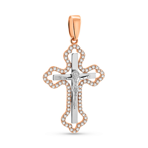 Золотий хрест з розп'яттям та діамантами (арт. П011846040кб) – зображення 1