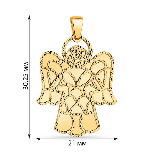 Підвіска Янгол з жовтого золота з алмазною гранню (арт. 424479ж) – зображення 2