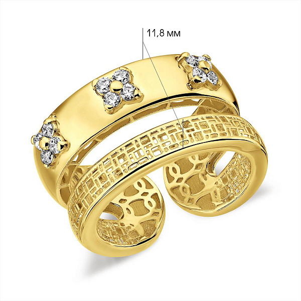 Золота каблучка з фіанітами Francelli (арт. е156651ж) – зображення 4