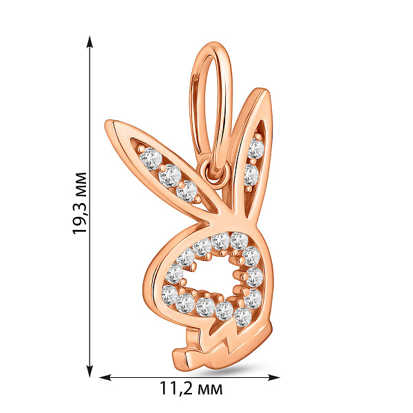 Золотий кулон Зайчик з фіанітами (арт. 421760) – зображення 3
