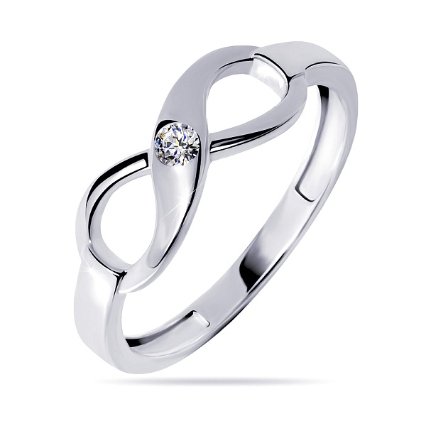 Золотое кольцо «Бесконечность»  с фианитом (арт. 140754б) – изображение 1