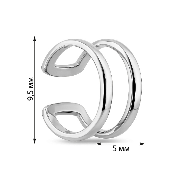 Одиночная серьга каффа из белого золота без камней (арт. 110854бЯ) – изображение 2