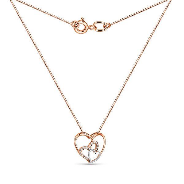 Золотое колье Сердечки с бриллиантами (арт. Ц011430/2кб) – изображение 2