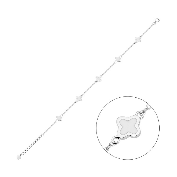 Браслет "Клевер" из серебра с белой эмалью (арт. 7509/2707/7еб) – изображение 1