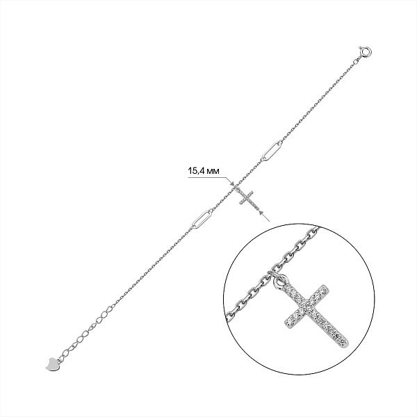 Серебряный браслет Крестик с фианитами (арт. 7509/4935) – изображение 2