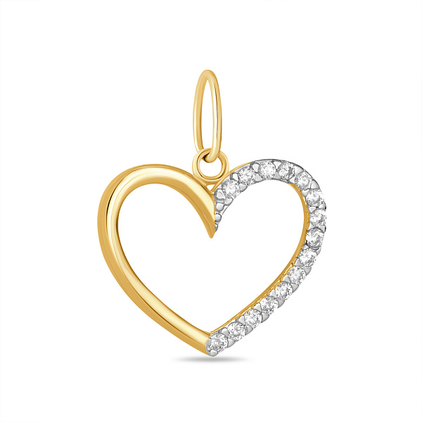 Подвеска из желтого золота Сердце с фианитами (арт. 420895ж) – изображение 1