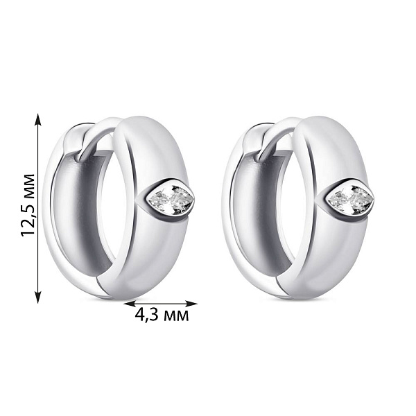 Серебряные серьги-кольца с фианитами (арт. 7502/9645/10) – изображение 2