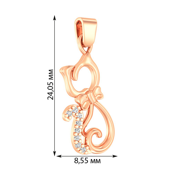 Золота підвіска «Кошеня» з фіанітами (арт. 440355) – зображення 2