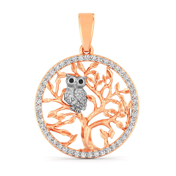 Золота підвіска Сова з фіанітами (арт. 440973) – зображення 1