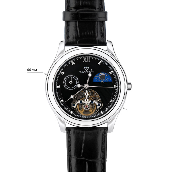 Массивные серебряные часы без камней (арт. 7526/337чч) – изображение 3