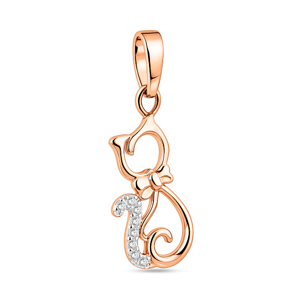 Золотая подвеска Котенок с фианитами (арт. 440355) – изображение 1