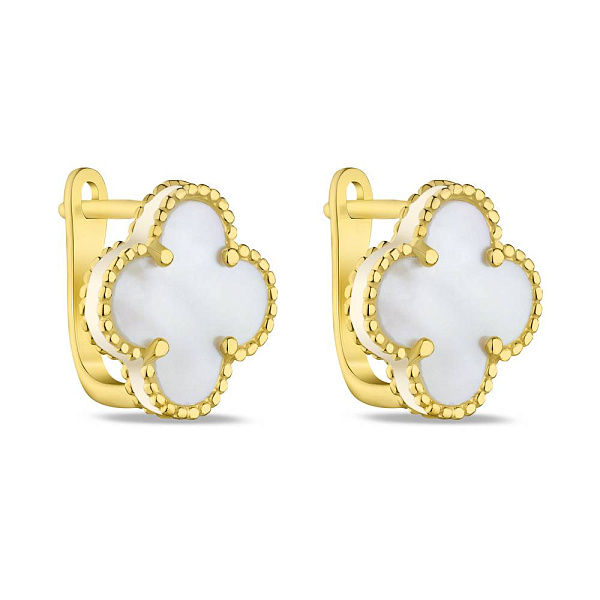 Сережки зі срібла з перламутром і жовтим родіюванням (арт. 7502/3153/15жп) – зображення 1