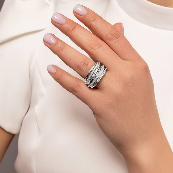 Кольцо Francelli из белого золота с фианитами (арт. 140009б) – изображение 2