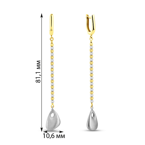 Серьги-подвески из желтого и белого золота (арт. 106729жб) – изображение 2